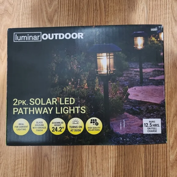 Luminar Outdoor Solar LED Pathway Lights 2 Pack NWT - Picture 3 of 7